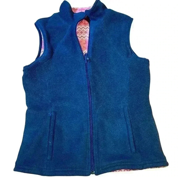 Vineyard Vines Women’s Reversible Thick Knit Vest Size Small Navy Pink Nautical - Picture 1 of 8